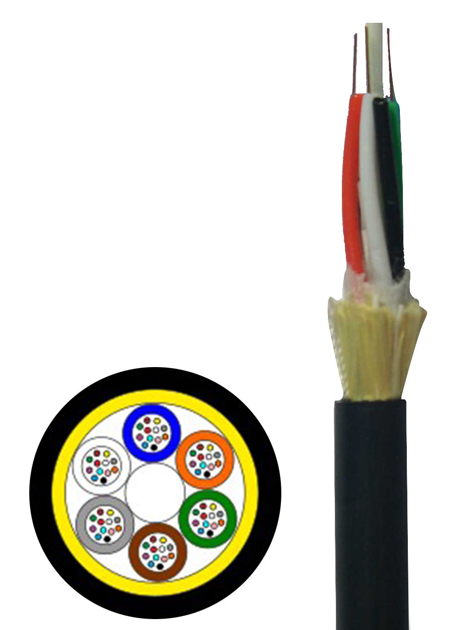 perfil y seccion de un cable de fibra optica con cubierta simple